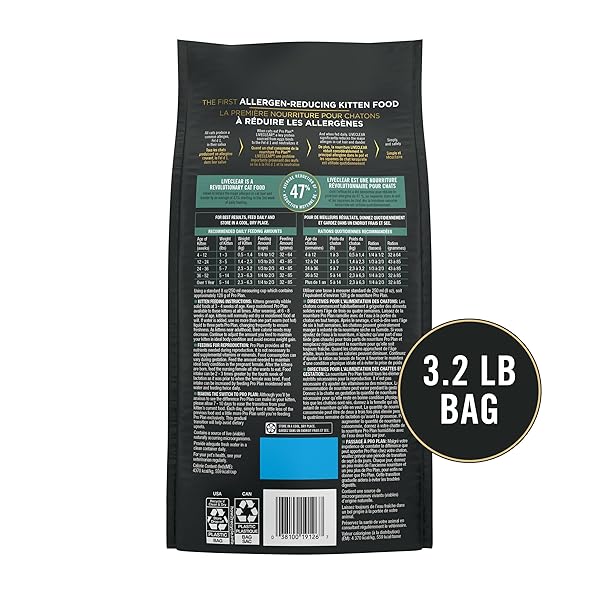 PURINA PRO PLAN LIVECLEAR DRY CAT FOOD FOR KITTENS CAT ALLERGEN REDUCER CHICKEN AND RICE FORMULA – 3.2 LB. BAG