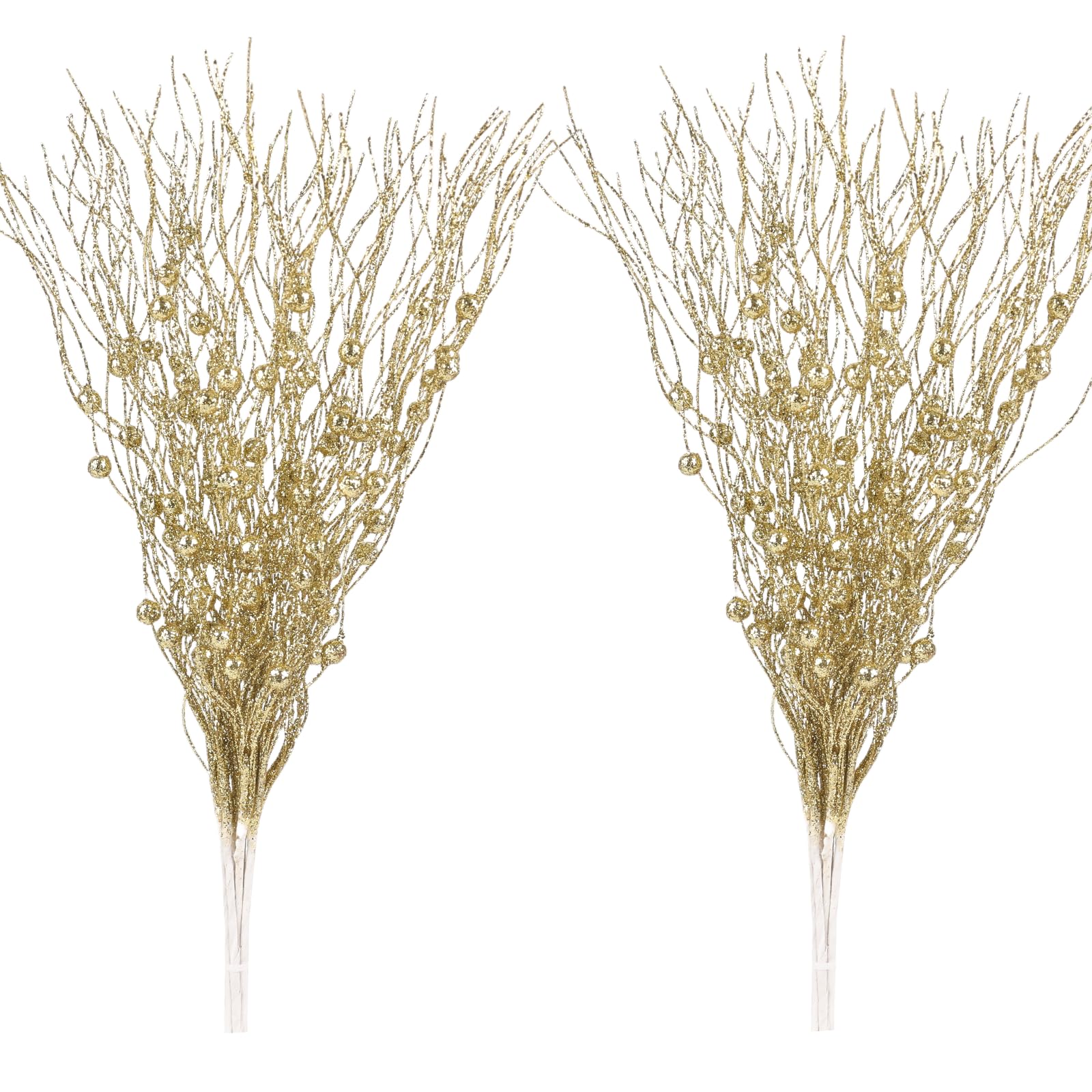 Photo 1 of 10 Pack Artificial Glitter Berry Stem Ornaments, Christmas Tree Picks, Decorative Bead Sticks, Glittery Twigs, Branches for DIY Xmas Wreath Crafts Gifts, Party Berries Home Decor (Gold, 10 PACK)