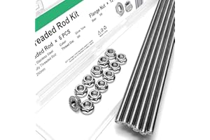 MRDILLA M6-1.0x250mm Fully Threaded Rod Studs, 304 Stainless Steel Long Threaded Screw Right Hand Threads, 6 Pack