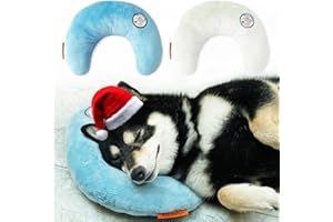 LOVMIOAW Cat Pillow, Dog Pillow, Claming Pillows for Small Dogs and Cats, Joint Relief Sleeping Improve Pet Neck Pillow， Deep Sleep Fluffy & Cozy Pet Calming Toy，Machine Washable(2 Pack(Blue&White))