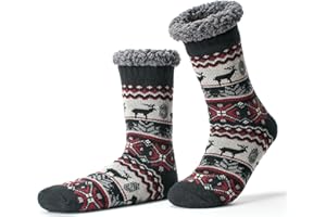 Cozylook Men's Fuzzy Slipper Socks - Non-Slip Grips, Thermal Winter Socks, Plush Sherpa Lined, Gifts & Stocking Stuffers