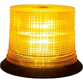 Buyers Products SL645ALP, 6.5 x 5 Inch Amber LED Beacon Light SAE J845 Class 1, Magnetic or Permanent Mount, 11 Flash Patterns, 12-24V Plug-in, High Visibility Dome Light for Work Trucks