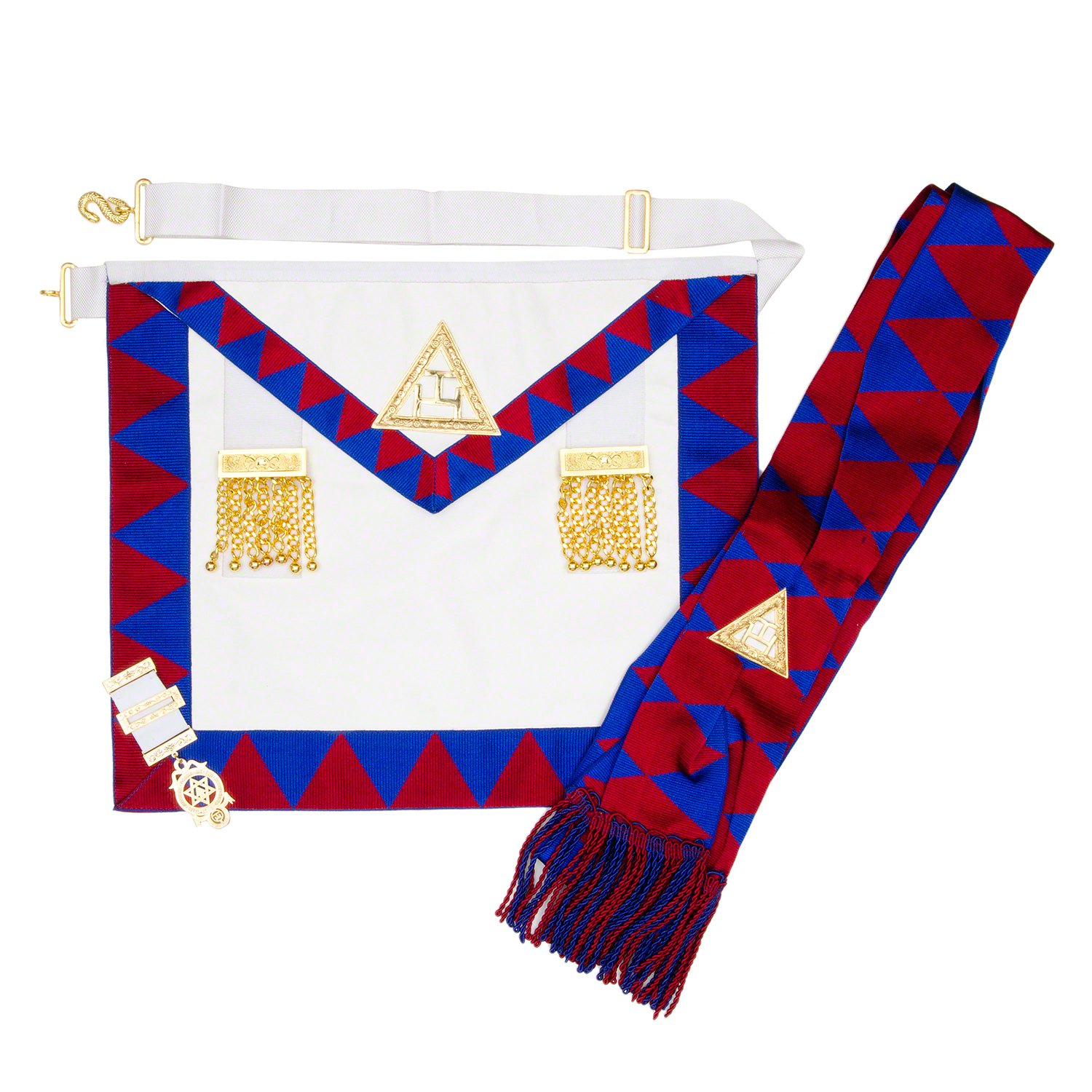 THE MASONIC COLLECTION - Royal Arch Companions Apron & Sash with Standard Size Jewel - Gold Bullion Wire - Freemason Gifts For Men