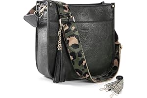 HKCLUF Crossbody Bag Purse for Women 2PCS/Set Leather Hobo Handbag Wallet Set With 2Adjustable Guitar Strap Shoulder Bag