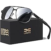 LUENX Men's Aviator Sunglasses Polarized Square Polygon Retro Shades UV 400 Protection