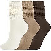 Elapse Space 3 Pairs Slouchy Socks, Knee High Long Scrunch Socks, Size 5-9