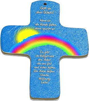 metALUm Premium Wandkreuz aus Metall und MDF | Regenbogen | #52014