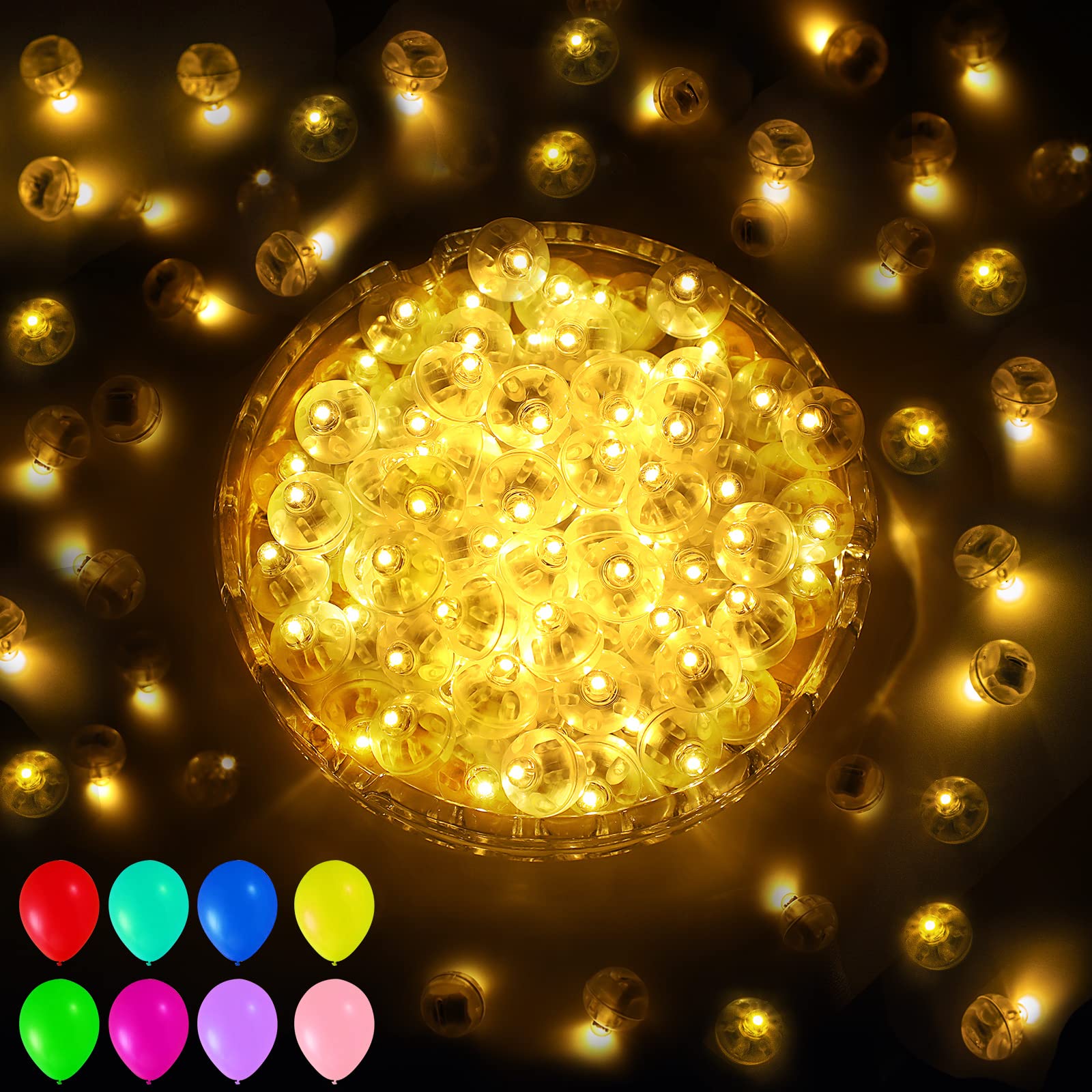 Photo 1 of Aogist 50 PCS Warm White Hanging Balloon Light, Mini Ball Lamp Round Tiny Led Light for Paper Lanterns Glass Balloons Indoor Birthday Party Event Wedding Decoration