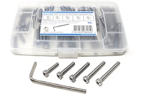 iexcell 50 Pcs M5 x 20/25/30/35/40mm Thread Pitch 0.8 mm Stainless Steel 304 Hex Socket Head Cap Screws Bolts Assortment Kit