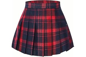 Joe Wenko Girls Women's Pleated Skirt, High Waist School Uniform A-Line Short Skirt