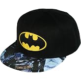 DC Comics Batman Hat Men's Embroidered Logo Flat Brim Snapback Cap OSFM