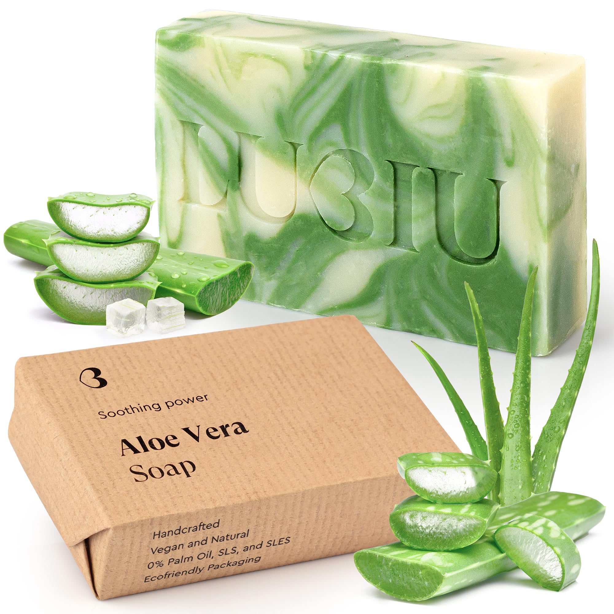 lubiu Aloe Vera Soap Bar - 100g Natural Soap Bar for All - as Body & Hand & Bath & Face - Handmade - Scented — image 1
