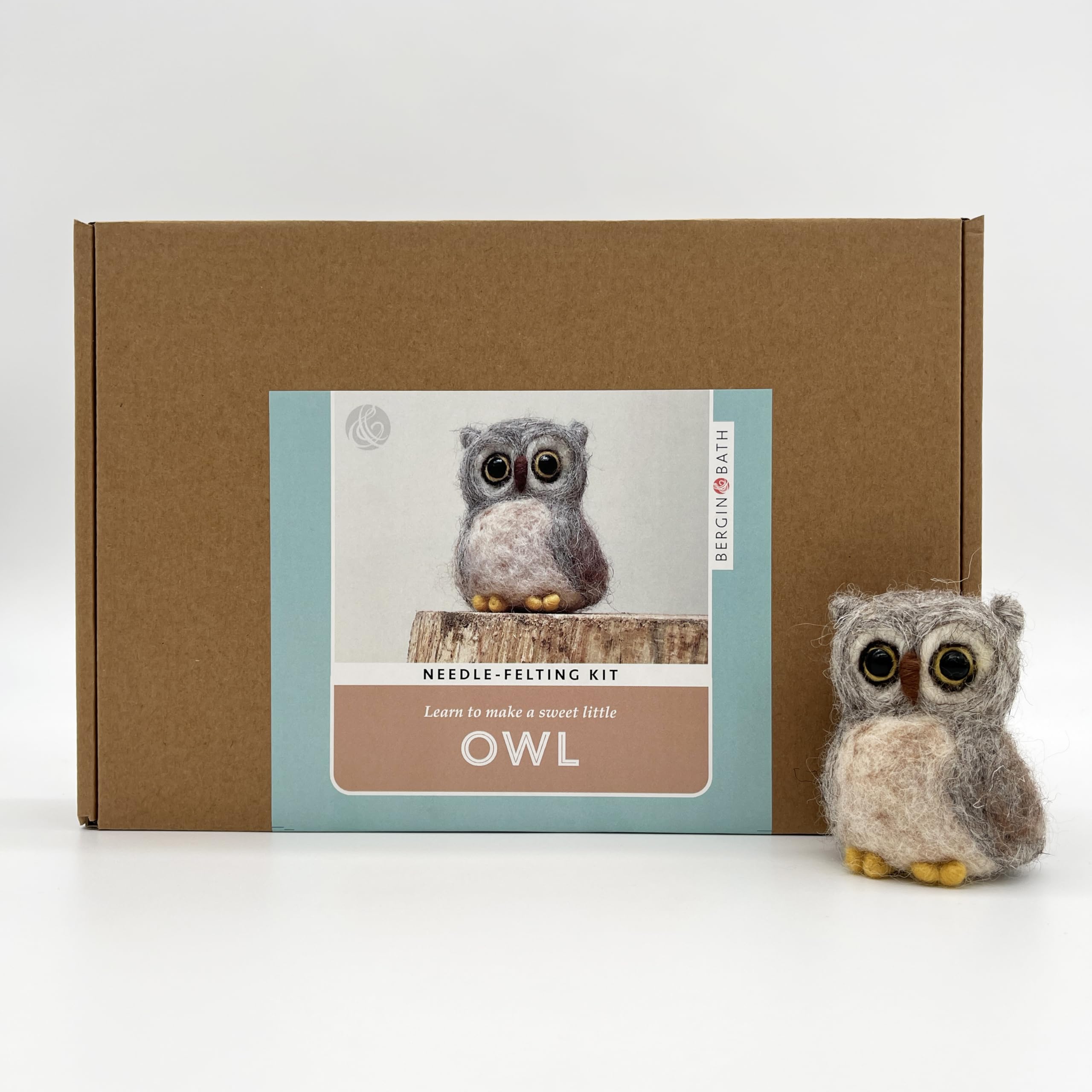 Bergin & Bath Needle Felting Kit, Owl. Make a Sweet Little owl with This Planet Friendly Craft kit for Adults and Teens.