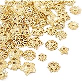 Craftdady 56pcs 18K Gold Plated Bead Caps Flower Metal Bead End Caps Brass Loose Spacer Beads Filigree Flower Bracelet Beads 5.5-10 mm for DIY Craft Earring Necklace Jewelry Making