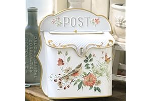 BIG FORTUNE Wall Mount Mailbox for House Outside Vintage Metal Door Mailbox Antique Style Nostalgic Charm Home Decor Garden Vintage English Cottage Decor Flower Patter