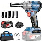 Dong Cheng 20V Brushless Impact Wrench, 503 ft-lbs(682N.m) 1/2 Impact Gun | 2400RPM 3-Speed Adjustable Wrench with 5 Sockets (17-24mm)&amp; Bag for Home Car Tire Lug Nut Removal Tool(1x4.0Ah)