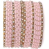 RIANGI Desi Indian Bangles For Women - Set Of 22 Pcs Bollywood Indian Jewelry Sets For Women, 80s Accessories Bangle Bracelets Party Favors Alloy Metal Churi