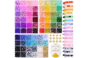 Funtopia 2700pcs 70 Colors Glass Beads for Bracelets, Colorful 6mm Beads Bracelet Making Kit, Round Crystal Beads for DIY Nec