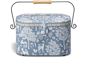 Prym Large Oval Sewing Basket, Blue Woodland