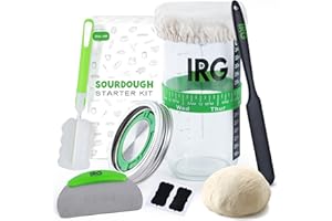 IRG IRON RISE GEAR Sourdough Bread Baking Supplies, 24oz, Sourdough Starter Jar, Sourdough Starter Kit w/ Date Marked Feeding Band, Sour Dough, Sewn Cloth Cover, Sourdough Starter Jar Glass, Sour Dough Starter Beginners
