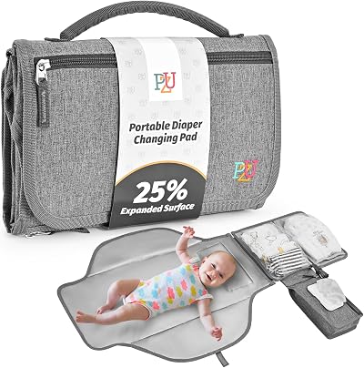 Lifefluent Portable Baby Changing Mat Travel Change Mat Grey 70x56cm