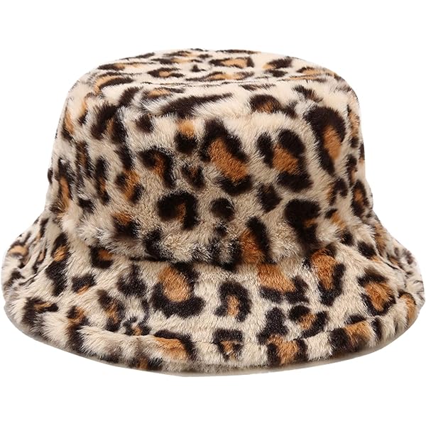 Amazon.com: Leopard Bucket Hat Furry Faux Fur Fisherman Hat Fuzzy