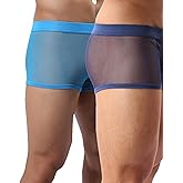 Nebesheii Mens Underwear Sexy Mesh Boxer Briefs,Cool See Through Soft Underpants