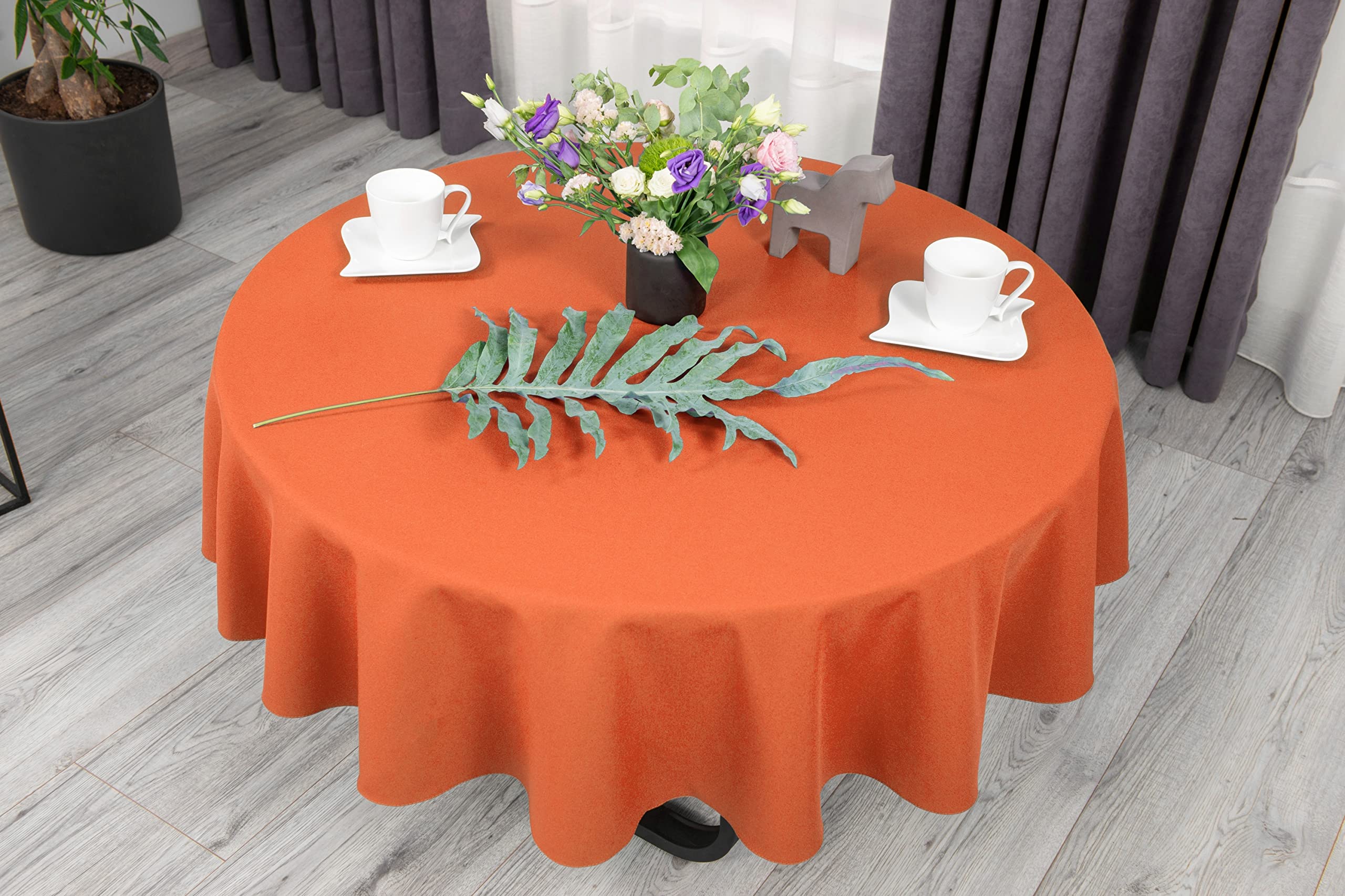 NIBLO Tablecloth Table Runner Table Linen Table Decoration Table Cloth (Orange, Oval Tablecloth - 120 x 260 cm)