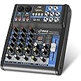 Pyle Professional Audio Mixer Sound Board Console System Interface 4 Channel Digital USB Bluetooth MP3 Computer Input 48V Pha