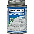 Weld-On 10850 725 Wet 'R Dry Medium-Bodied Professional Industrial PVC Cement - Extremely Fast-Setting and Low-VOC, Aqua Blue, 1/4 Pint (4 fl oz)