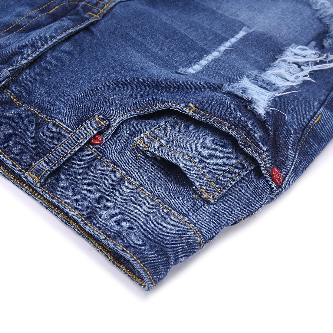 Goddess Area Women\'s Casual Mid Waisted Distressed Ripped Stretch Denim Girl\'s Shorts Jeans (19, Blue)