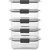 Rubbermaid Brilliance BPA Free Food Storage Containers with Lids, Airtight, for Lunch, Meal Prep, and Leftovers, Set of 5 (3.