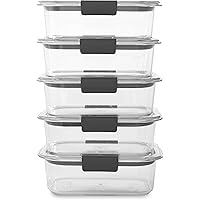 Rubbermaid Brilliance BPA Free Food Storage Containers with Lids, Airtight, for Lunch, Meal Prep, and Leftovers, Set of 5 (3.