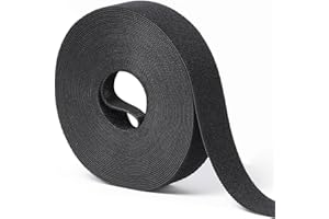 QTBLY 1 in x 30 ft Hook and Loop Roll | Double-Sided Strips, Self-Gripping Straps | Reusable Multi-Purpose Wrap Fasteners for Home, Office, Data Center, and More