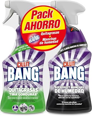 Cillit Bang - Limpador de gordura spray, para cozinhas e spray de sujeira e mancha de umidade, para banheiros - Pack 2 x 750 ml