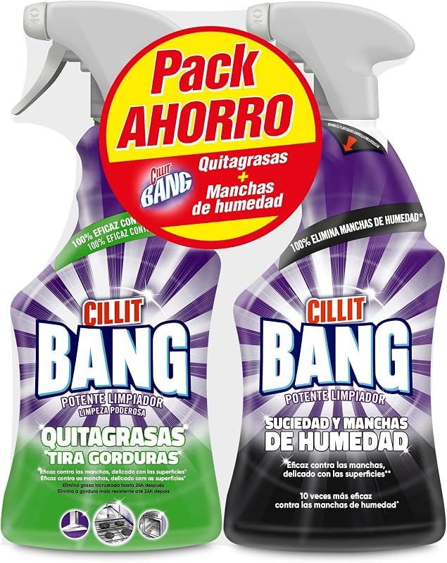 - Spray limpiador quitagrasas, para cocinas y spray Suciedad y manchas de humedad, para baños - Pack 2 x 750 ml