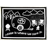 Stylish Camping LED Illuminated Patio Mat - Reversible RV Home Mat 8x11