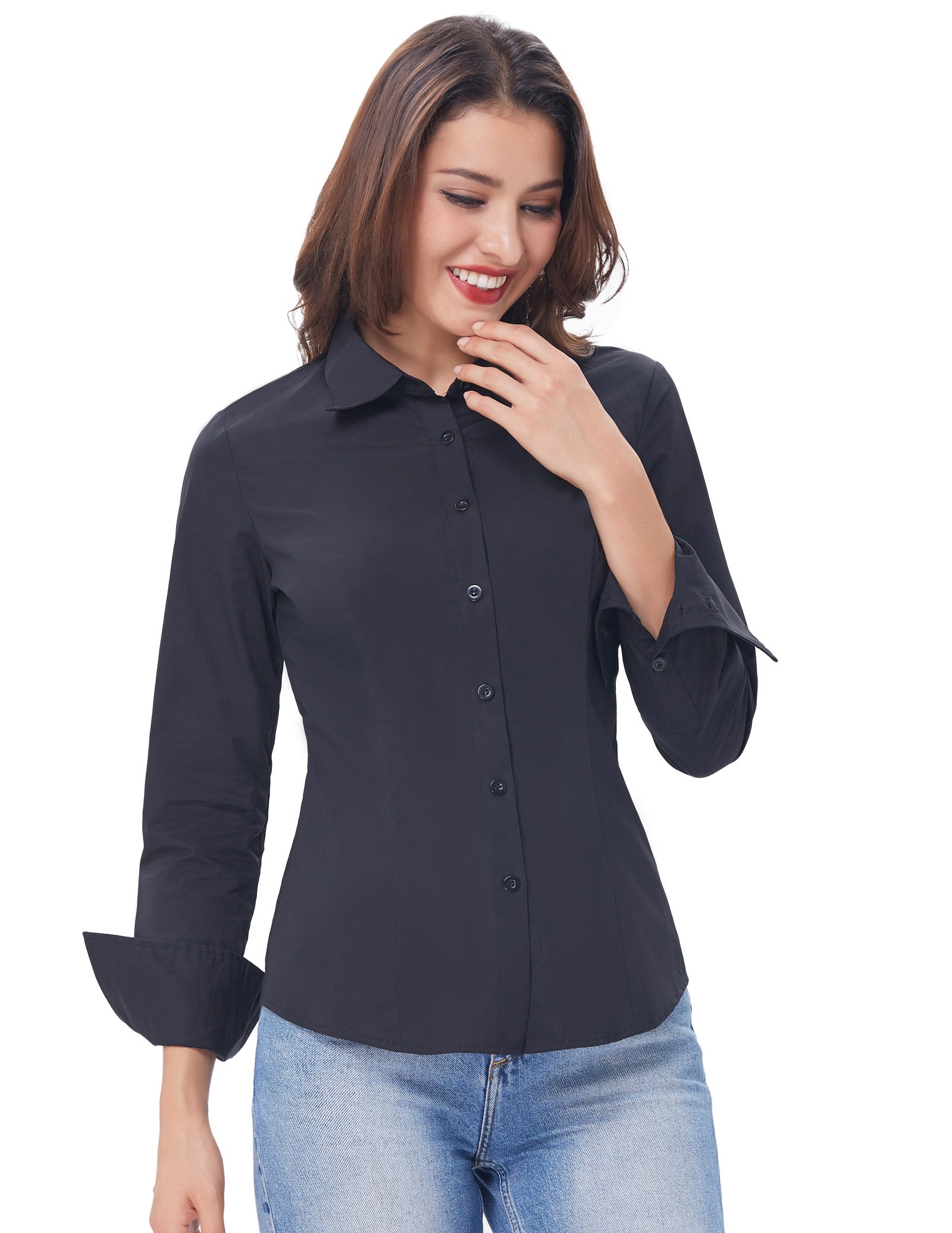 JACK SMITH Women's Button Down Dress Shirts Long Sleeves Slim Fit