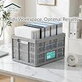 Optimal Products 32L Collapsible Plastic Storage Crates Boxes Stackable Basket view 6