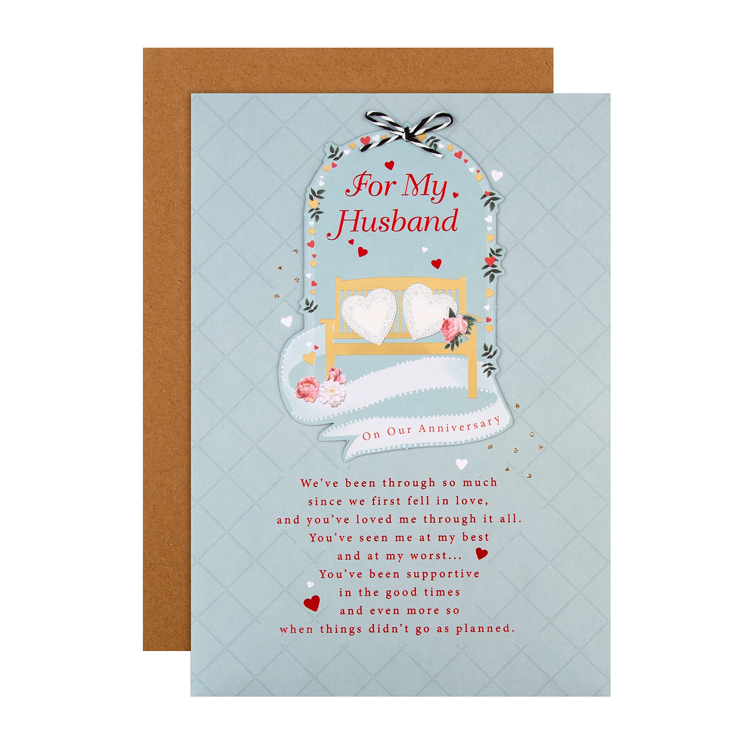 Hallmark Anniversary Card for Husband - Classic Illustrated Design with Heartfelt Verse