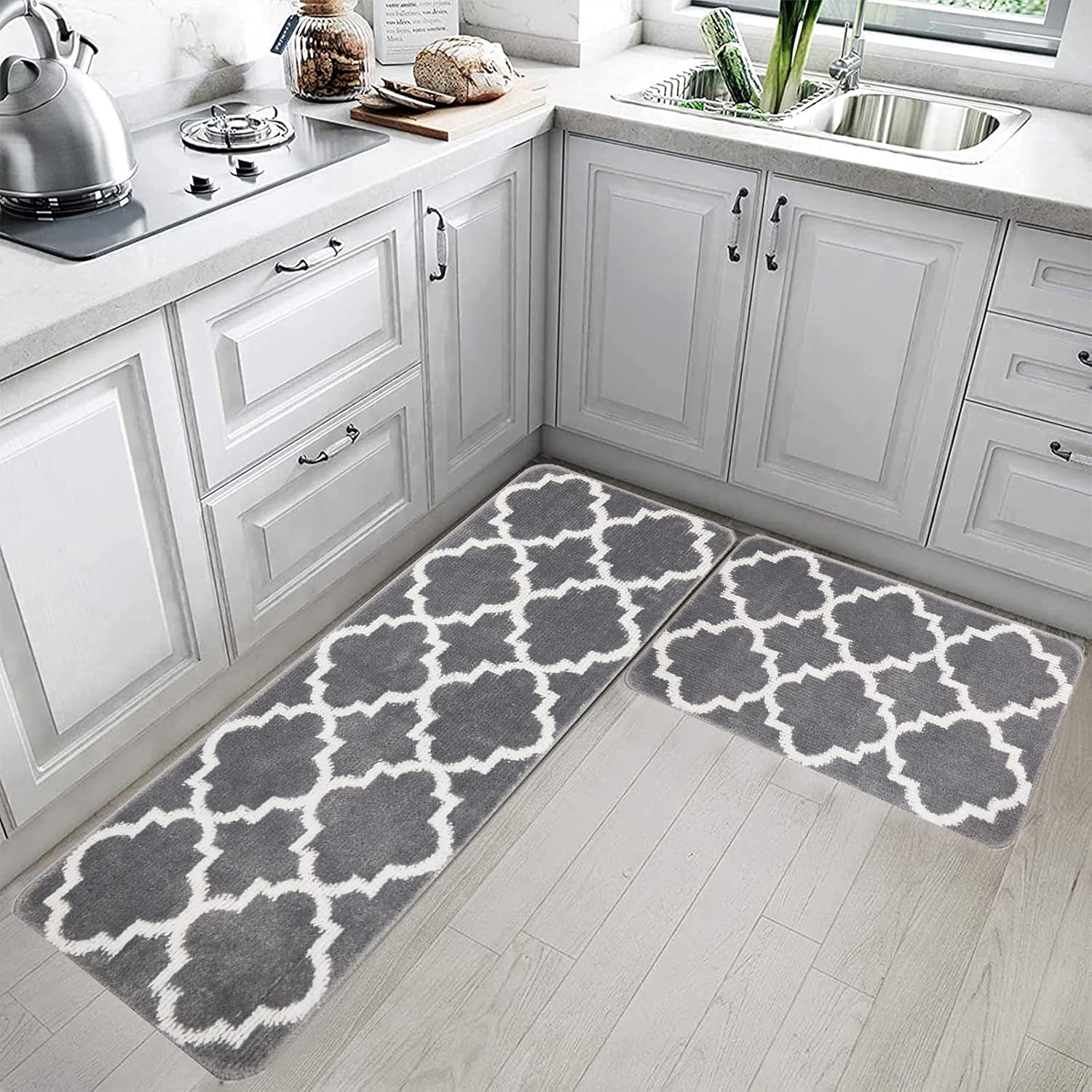 Hebe Kitchen Rug Sets 2 Pieces Non Slip Moroccan Trellis Kitchen Rug And Mat Set Washable Throw Rug Carpet Mat Runner For Kitchen Bedroom Entryway 18 X47 18 X30 Amazon Ca Home Kitchen