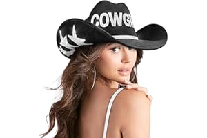 Keilin Cowboy Hats for Women Rhinestone Cowgirl Hat Felt Western Hat Nashville Bachelorette Party Disco DIY Cowgirl Outfits