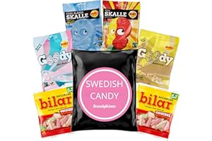 SCANDYLICIOUS Swedish Candy Mix - Bubs Godis, Ovals, and Skalle - Ahlgrens Bilar - Both Sweet and Sour Gummies from Sweden - 6 Bags of Treats