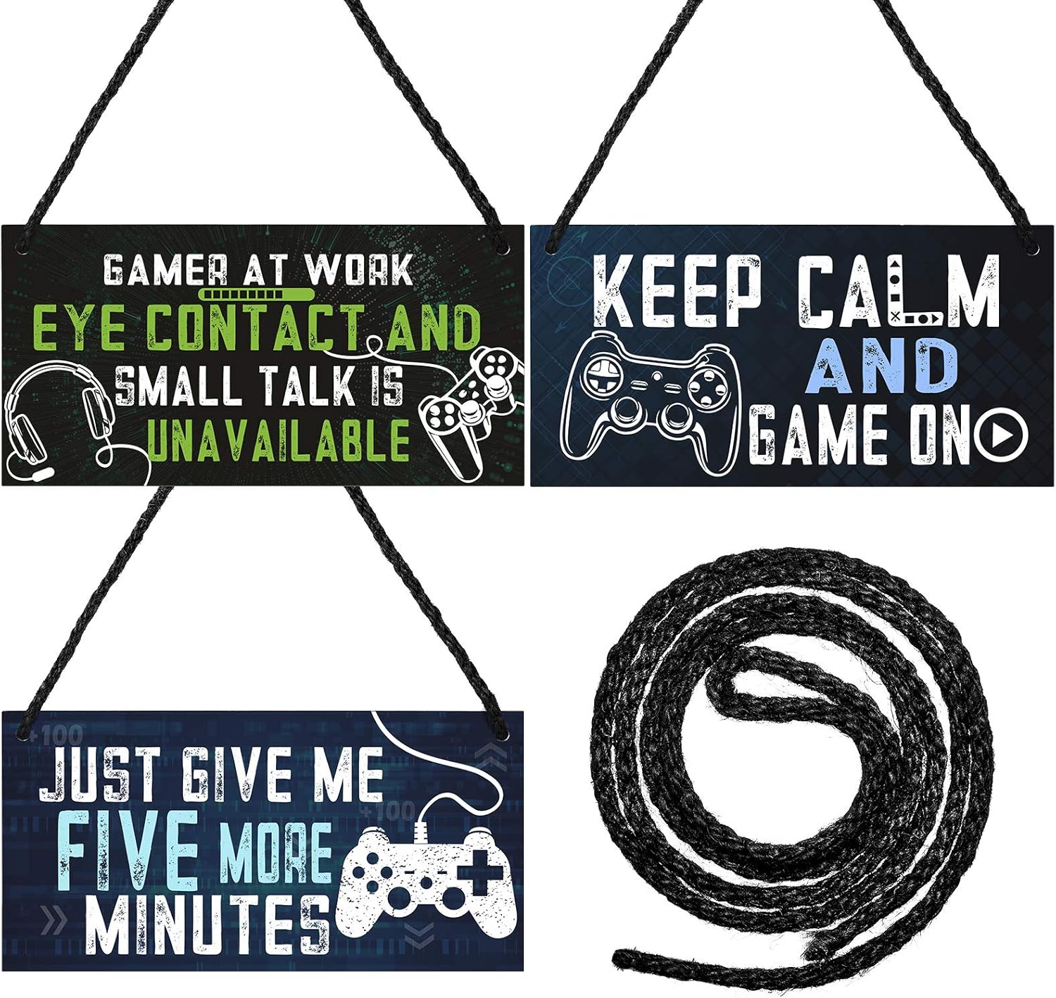 Ripeng 3 Pcs Gaming Door Sign for Boys Bedroom Funny Gamer Gift Hanging Gaming Door Signs