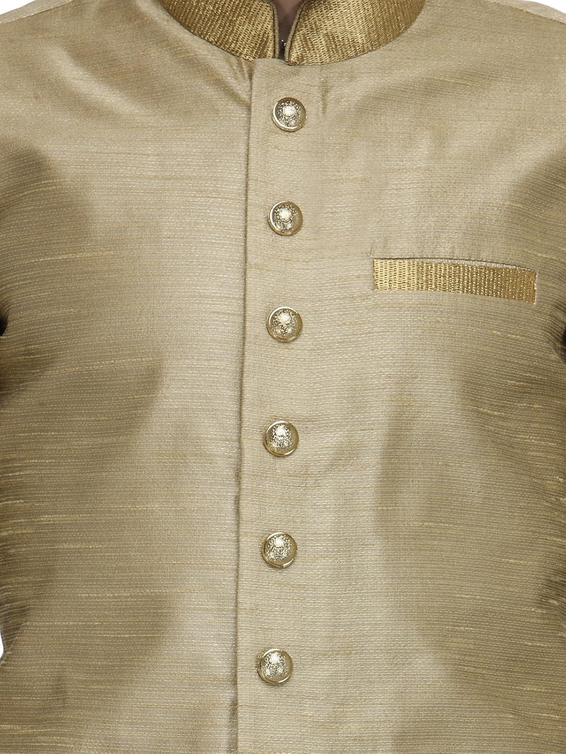 rg designers khaki and gold plain sherwani for men