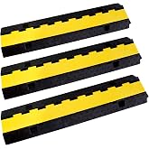 YONSHENG Rubber Cable Ramp Cord Cover Cable Protector Ramps Wire Hose Protective 22000Lbs Load Capacity Traffic 2 Channel Speed Bump for Asphalt Concrete Gravel Driveway Indoor Outdoor, 3 Packs
