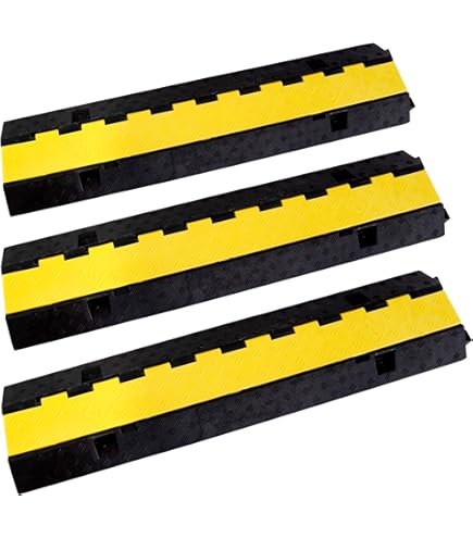 2 Channel Cable Protector 38" L X 20" W X 2" H Yellow Lid Black Base
