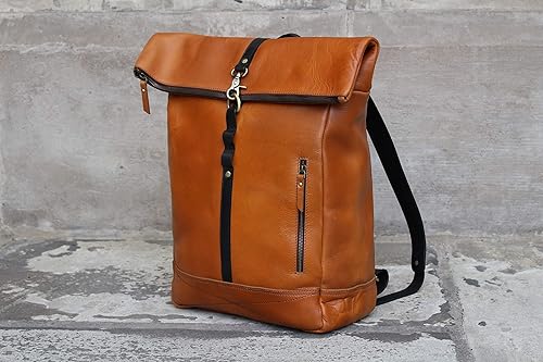 personalised leather backpack