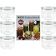 Weck Preserving Jars Set (6x Preserving Jars with Preserving Book, 144 Pages; Tulip Jar 500 ml; Round Rim 100 mm, for Storing Supplies) 42578