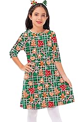 Girls Christmas Green Dresses Xmas Buffalo Plaid